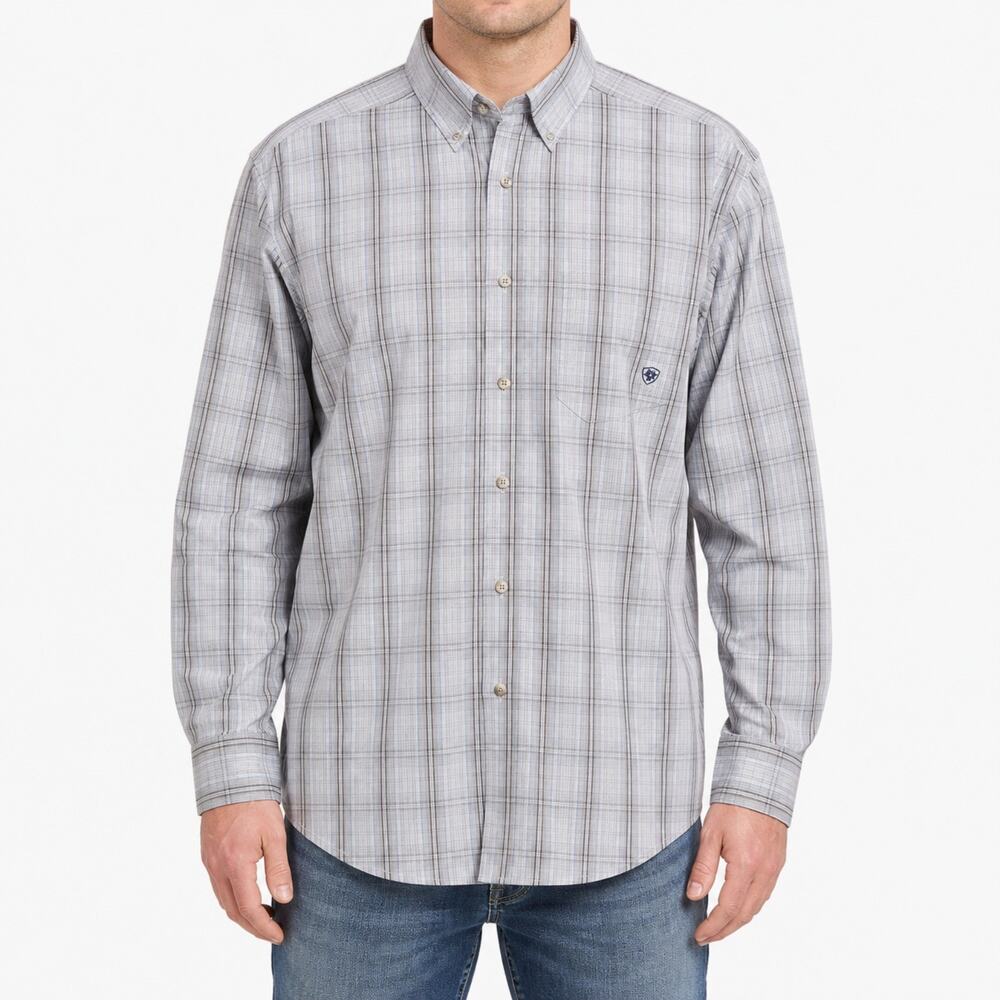 Ariat Pro Series Shirt Mens Large Plaid Button Down Western Work Cotton Blend